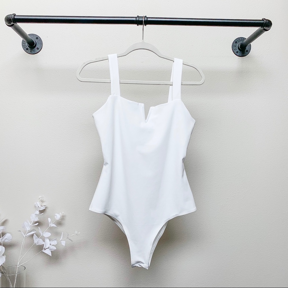 V BODYSUIT — in White